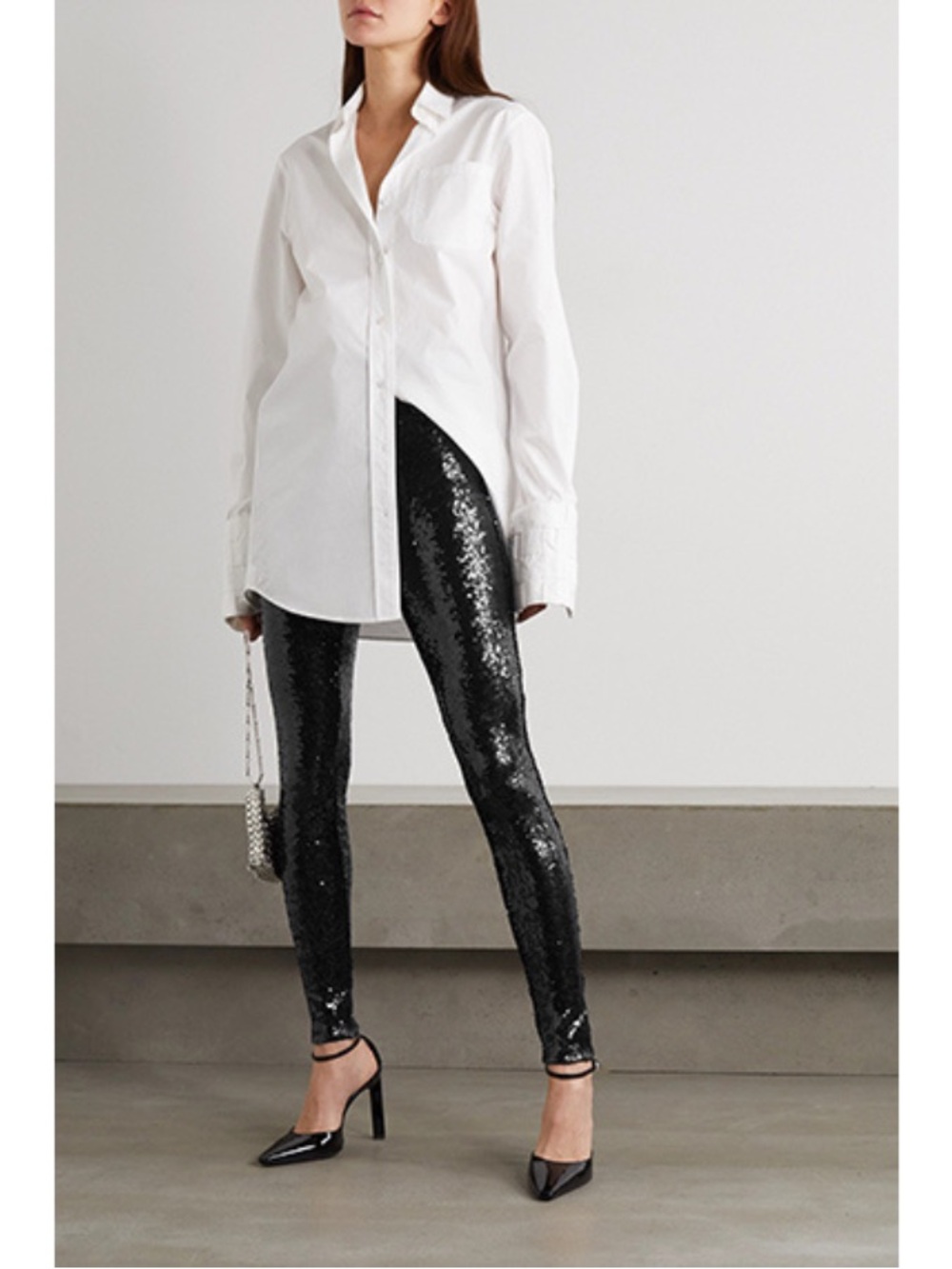 Alice + Olivia Black Sequin Leggings/pants Sz L